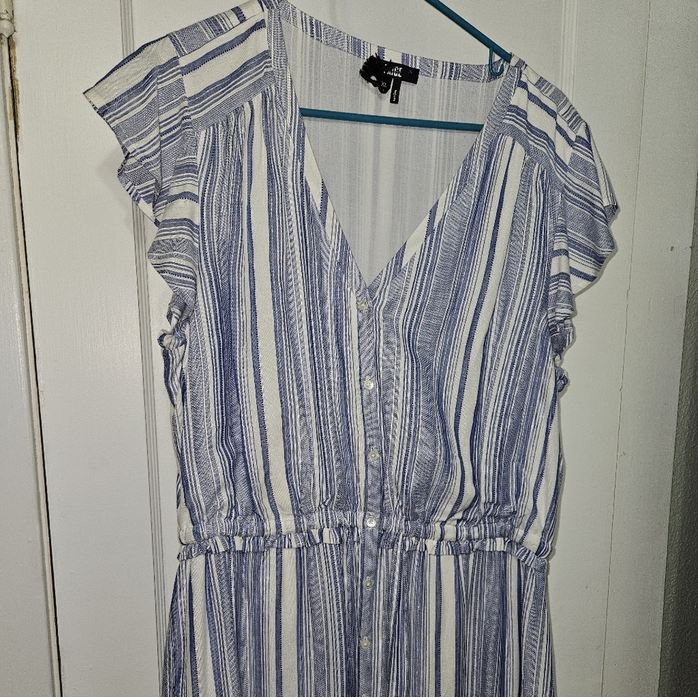 NEW Paige Saralynn Button Short Sleeve Mini Dress in Ivory and Ultramari…
